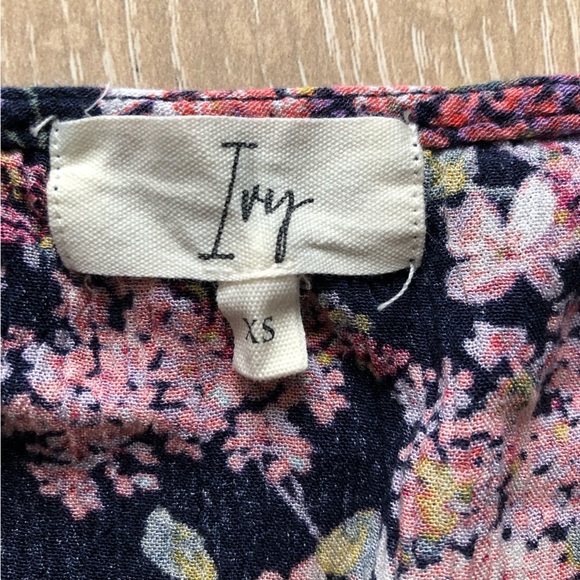 Ivy Tiered Babydoll Floral Print Mini Dress in Navy Size XS - Picture 11 of 11